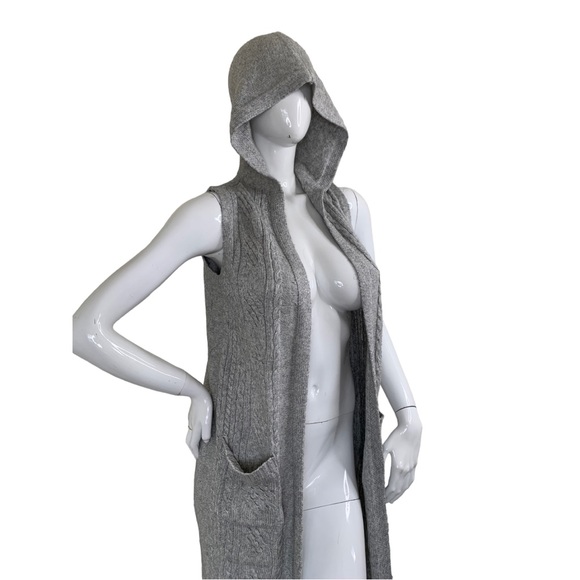 cupcakes & cashmere grey fringe cardigan sweater jacket knitted bohemian sz S SM - Picture 13 of 16